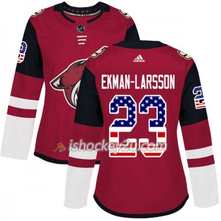 Dame NHL Arizona Coyotes Trøje Oliver Ekman-Larsson 23 Adidas 2017-2018 Rød USA Flag Fashion Authentic
